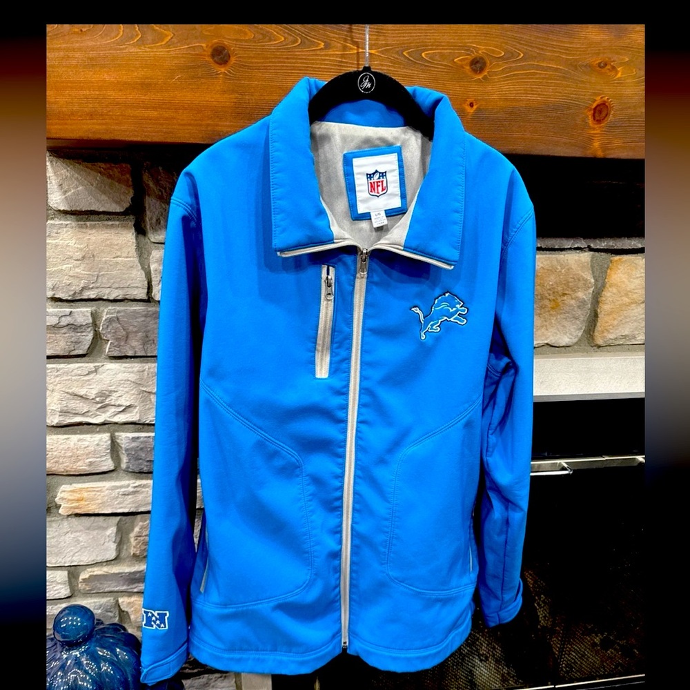 NFL Team Apparel Men’s Sz L Blue Detroit Lions Full Zip Jacket Football